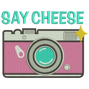 Say Cheese Little Photo Camera Filled Machine Embroidery Design Digitized Pattern